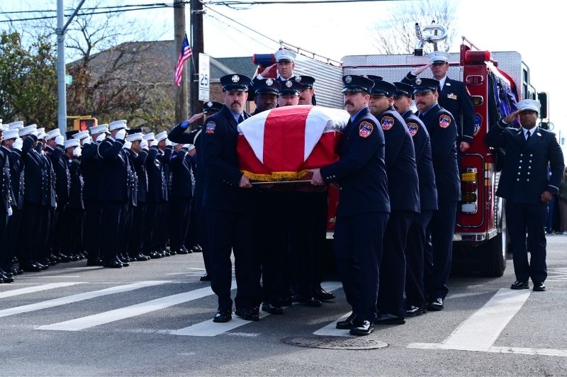 FDNY Firefighter Patrick D. Brady's full Line of Duty Death Funeral on November 15, 2025, at Church of St. Francis de Sales in Belle Harbor, New York.
                                           